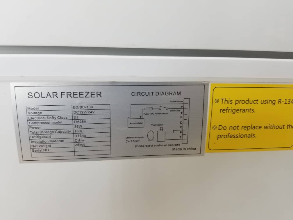 DC Solar Freezer 100L Specs