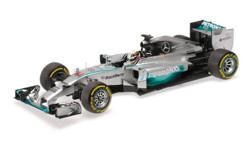 Minichamps Mercedes F1 W05 – 2014 Formula One World Champion – #44 Lewis Hamilton 1:12 Model Car