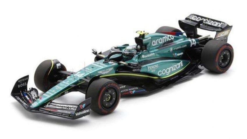 Spark Aston Martin AMR23 – 2023 British Grand Prix – #14 F. Alonso 1:12 Model Car