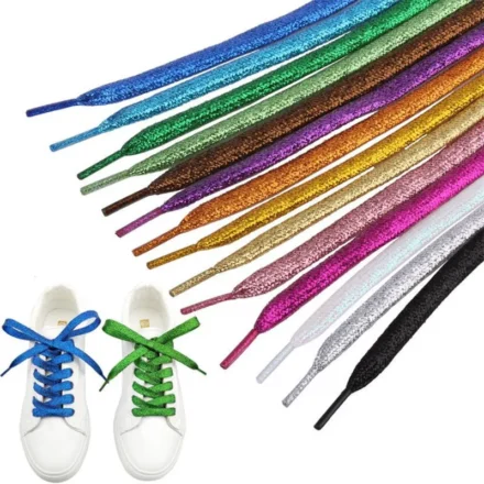 Glitter White Shoelaces of sneakers Metallic Shiny gold shoelace silver Flat shoe laces sports running shoe lacing Man Women