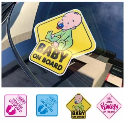 Princess Baby On Board Sticker Kids Safety Reflective Vehicle Car Signs Self-Adhesive Warning Sticker for Driver