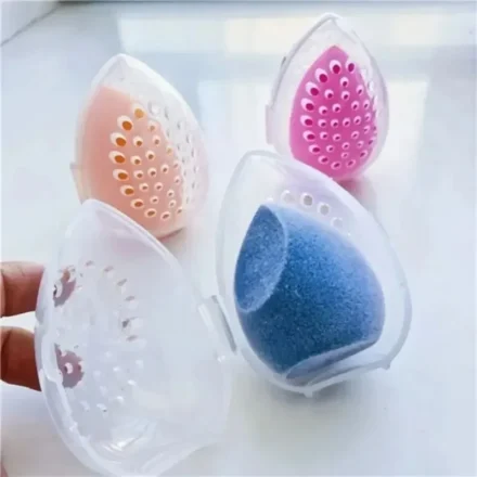 Portable Empty Makeup Sponge Storage Box Plastic Egg Shaped Cosmetic Puff Organizer Rack Makeup Blender Holders Stand Drying Box