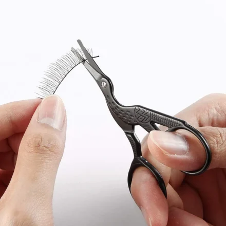 1 PCS Round Head Stainless Steel Nose Hair Scissors, Stork Type Beauty For Eyebrows, Beard, Ear Hair, Men and Women Professional Facial Scissors, Black