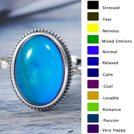 Vintage Silver Plated Women Ring with Oval Color Changing Center Stone & Side Cubic Zirconia, Luxury Shiny Aesthetic Wedding Ring Bridal Ring Bridesmaid Ring, Elegant Dress Jewelry for Daily Wear, Beach & Evening Party, Perfect Mother’s Day Gift