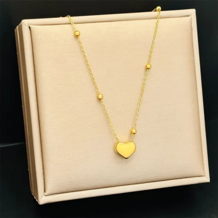 Gold Heart Love Chain Necklace 316L Stainless Steel For Women Girls Her New Fashion Non-fading Jewelry Trendy Creative Gifts