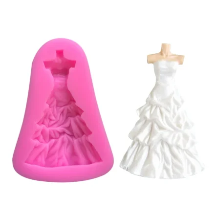 New Princess Skirt Chocolate Silicone Mold Bridal Wedding Dress Evening Dress Baking DIY Soft Pottery Mould 15-30
