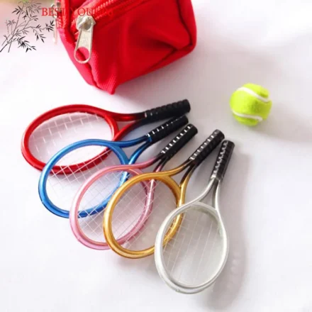 Hot 1:6 1:12 Dollhouse Miniature 1PC Tennis Racket + 1PC Ball Dolls Accessories