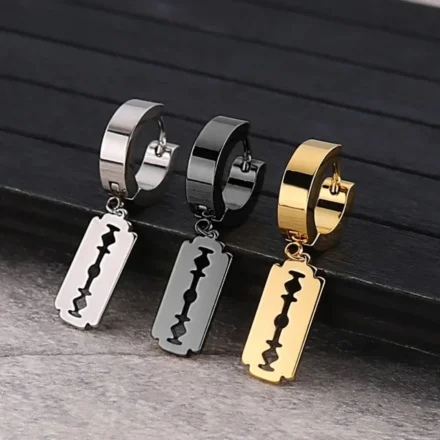 Fashion Punk Razor Blade Pendant Drop Earrings Women Men Unisex Jewelry Punk Dangle Earrings Rock Party Jewelry Gifts Wholesale