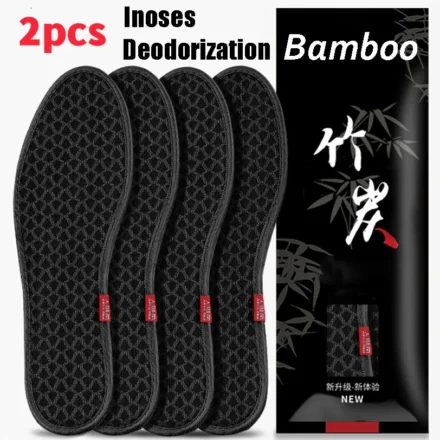 Men Bamboo Charcoal Deodorant Insoles Mesh Breathable Absorb-Sweat Shoe Pads Running Sport Shock-Absorbing Insert Cushions 1Pair