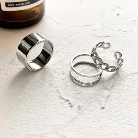 3Pcs Women Knuckle Rings Korean Fashion Opening Ring Electroplating Bright Luster Finger Rings Jewelry Personality Ring