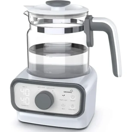 GROWNSY Baby Instant Warmer Glass Water Boiler 1.3L Electric Kettle with LCD Display Timer for Formula Coffee Tea Accurate Temp