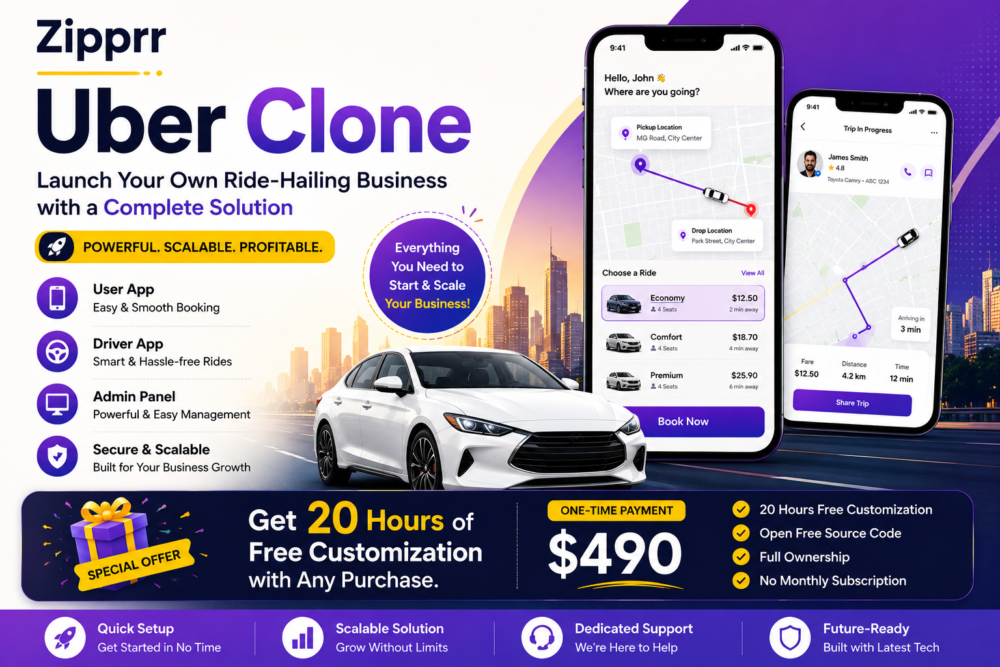 Launch Your Platform in 3 Steps with Zipprr Uber Clone
