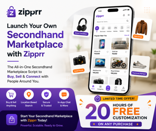 START a Multi-Category, Multi-City Resale Platform with Zipprr’s $490 Second Hand Marketplace Script