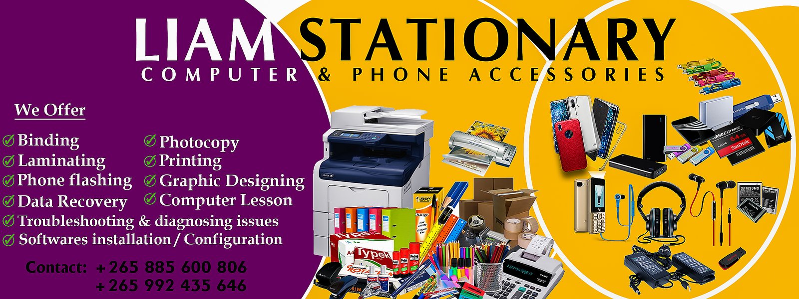 Liam stationary computer and phone accessories