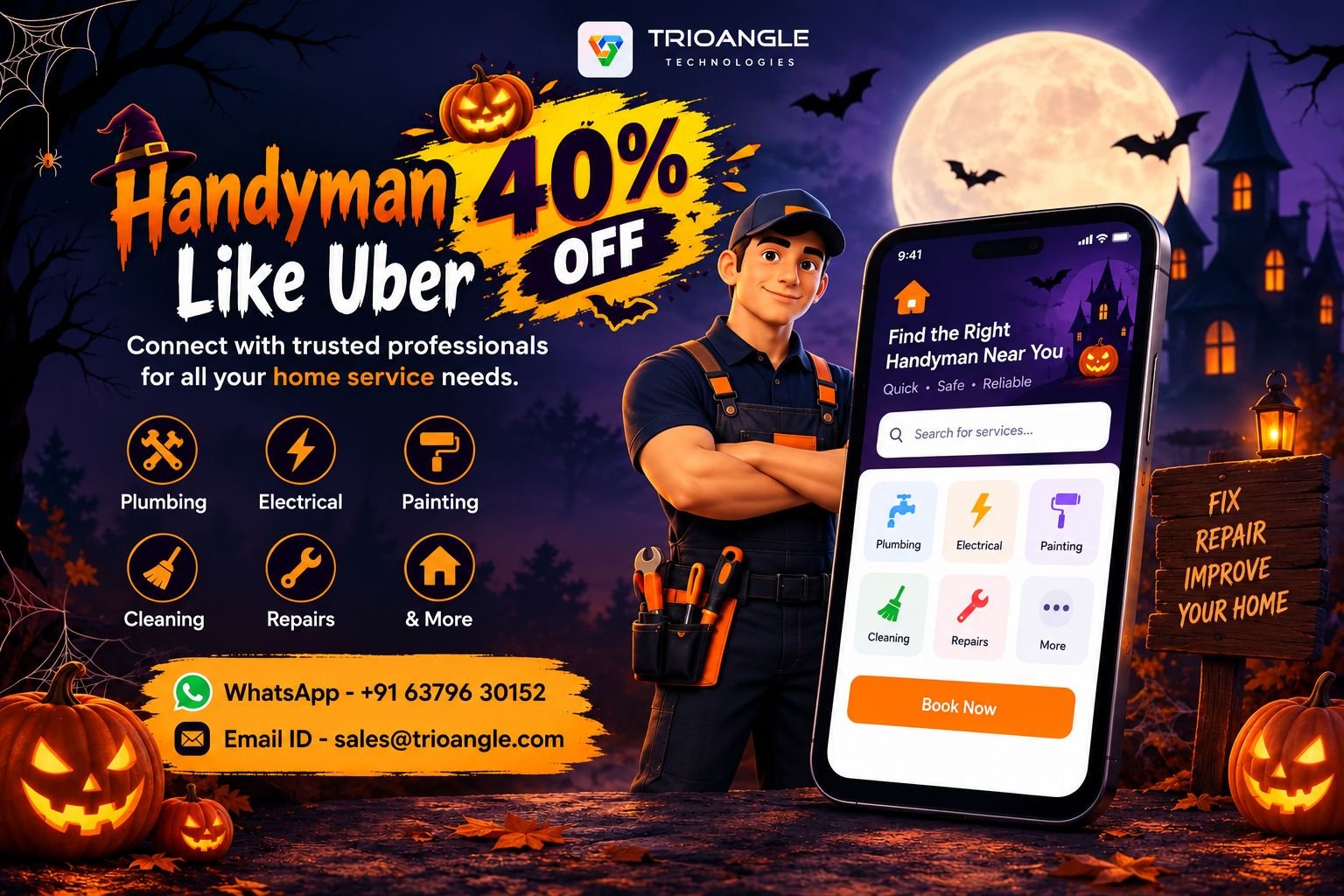 Handyman App Like Uber – AI & Flutter | 40% OFF Halloween